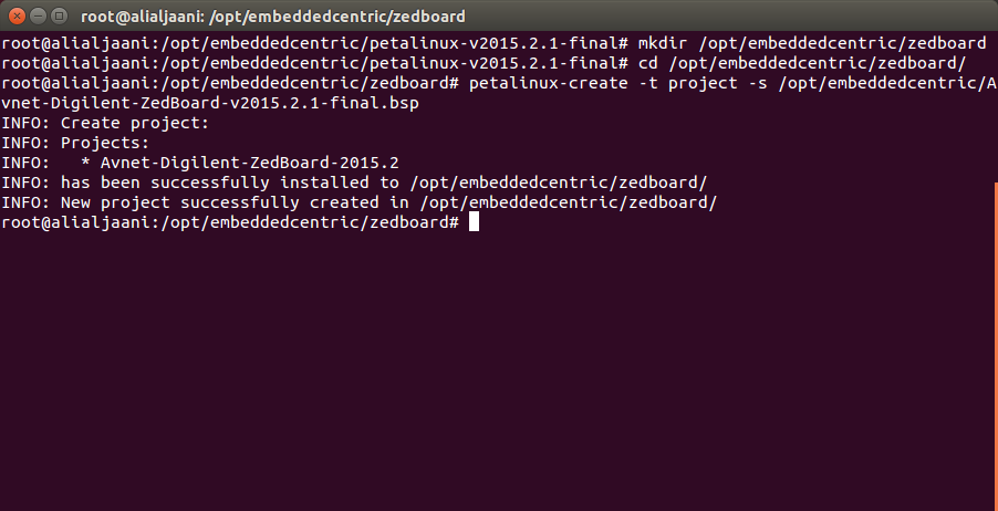 PetaLinux project based on Zedboard BSP